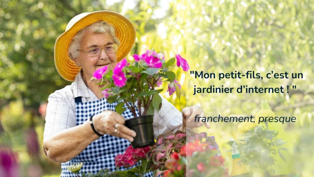 Une femme agée qui jardine