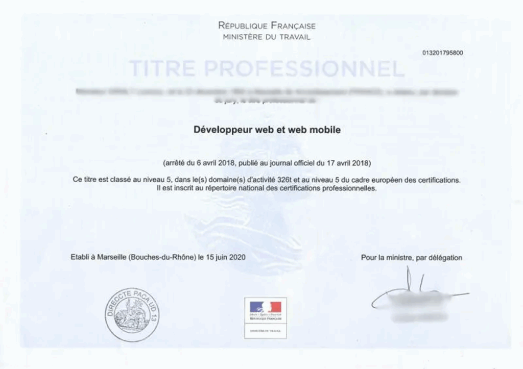 titre pro developpeur web 1 oclock
