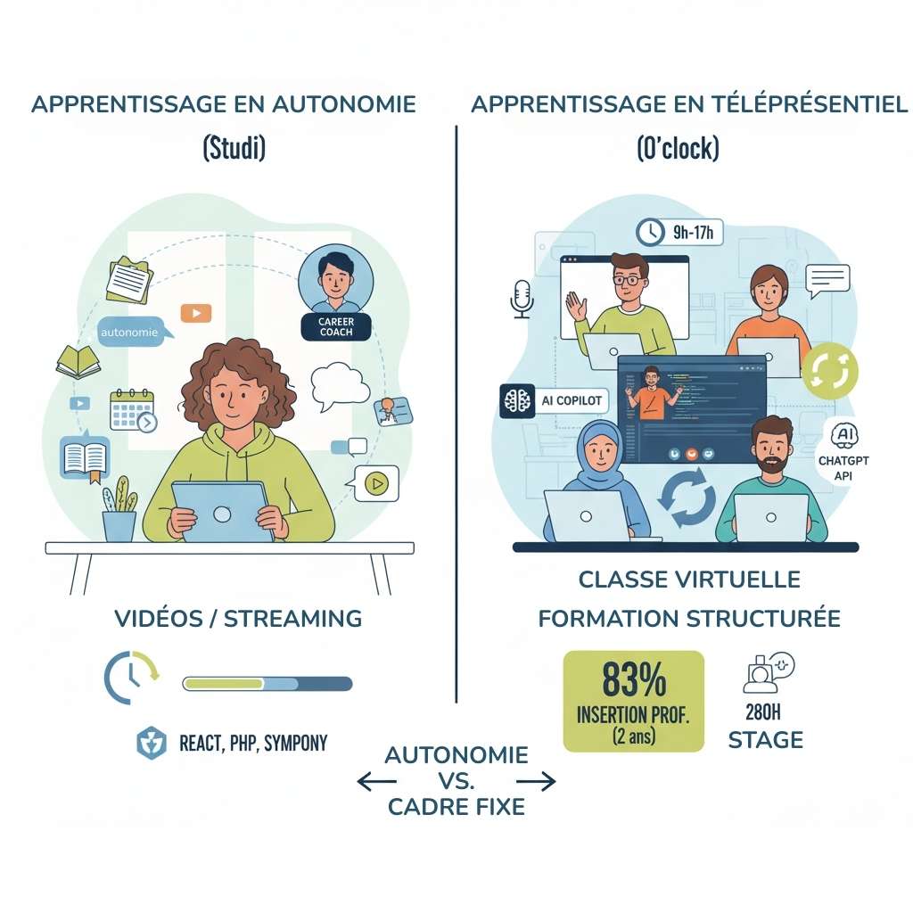 Developpeur web full stack Studi ou Oclock selon votre profil oclock