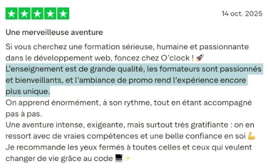 formations intensives informatique avis oclock