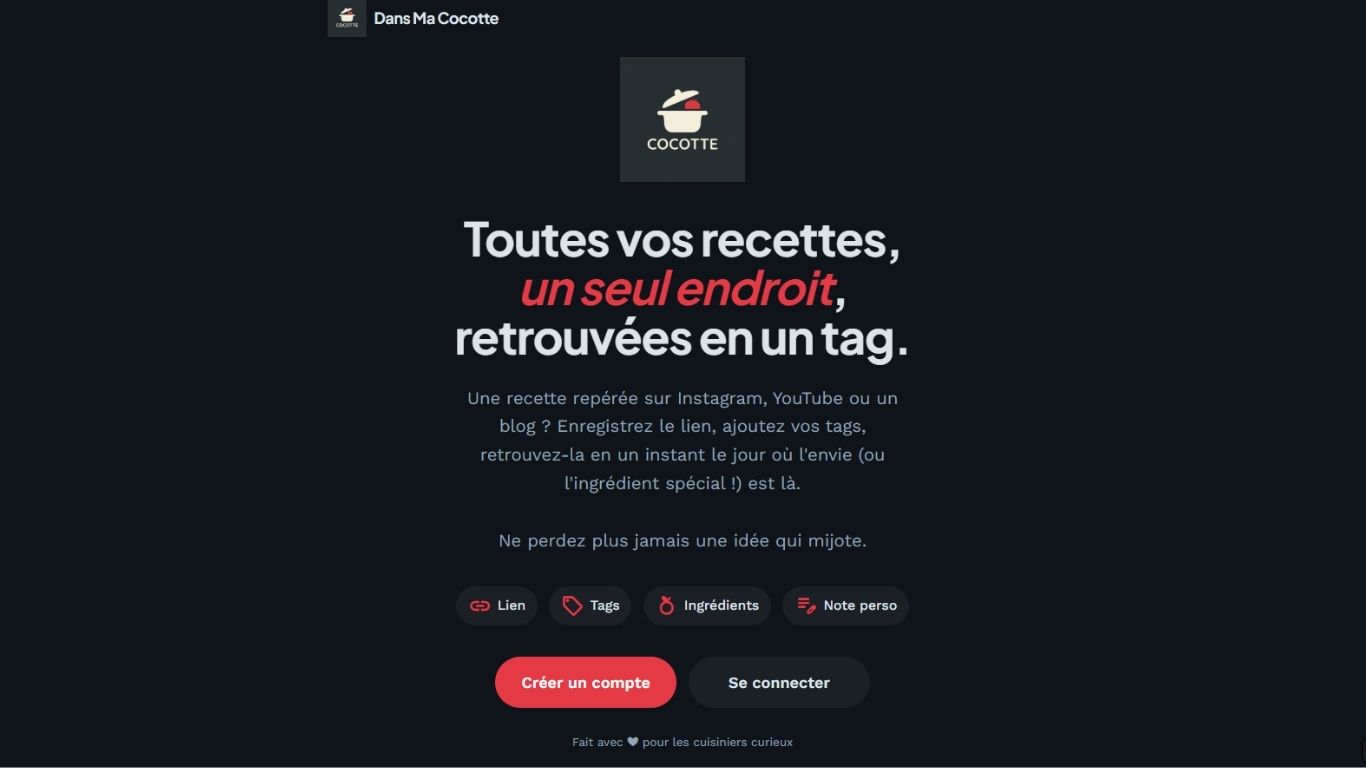 Prototype construit pendant Sprint — Dans ma cocotte